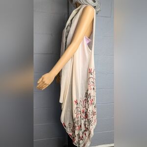 Embroidered Gauze cardigan poncho topper duster Boho Gypsy Traveler Desert